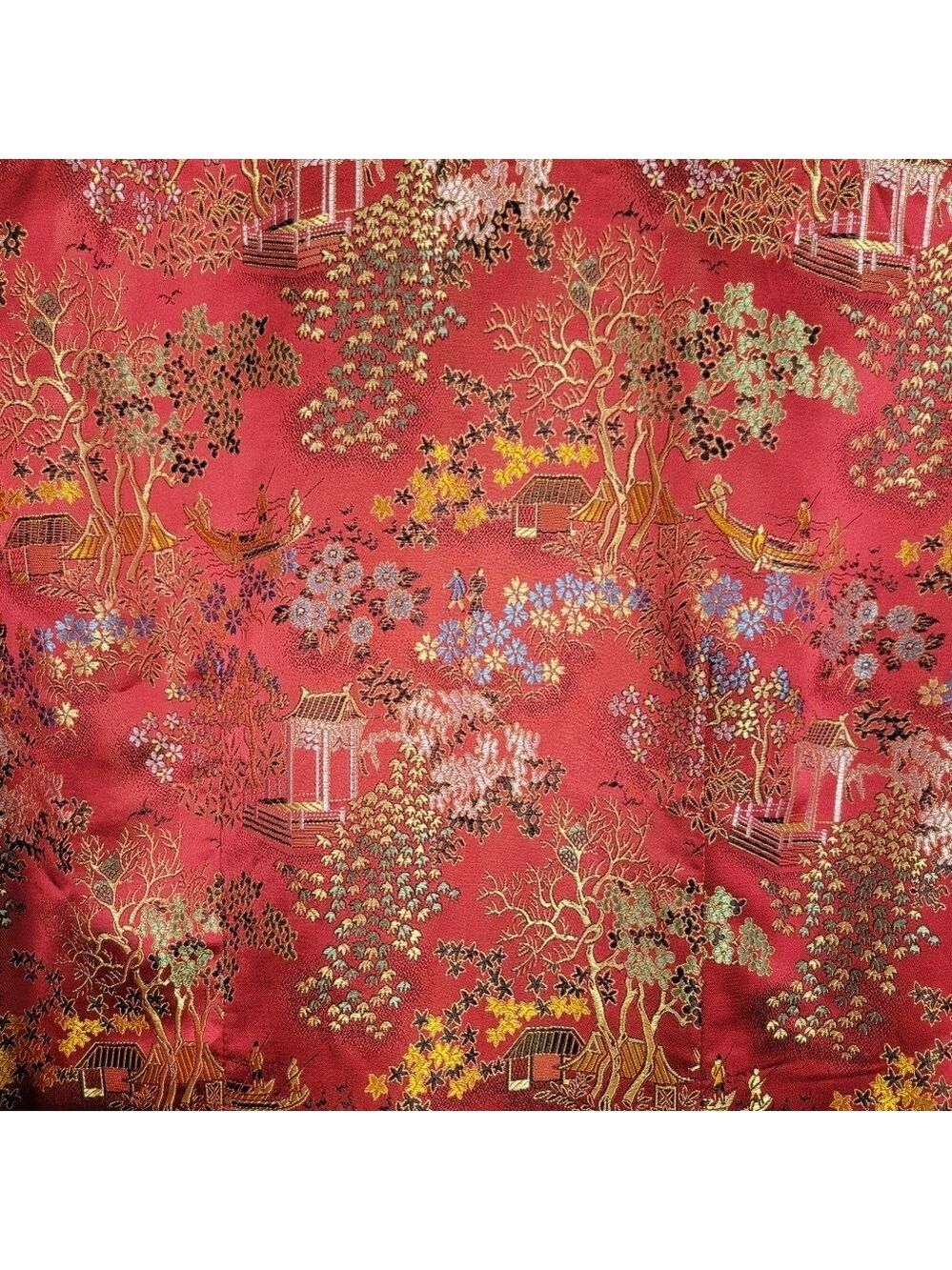 Vintage Kimono Robe Red Brocade Robe #3003 - Picture 5 of 14
